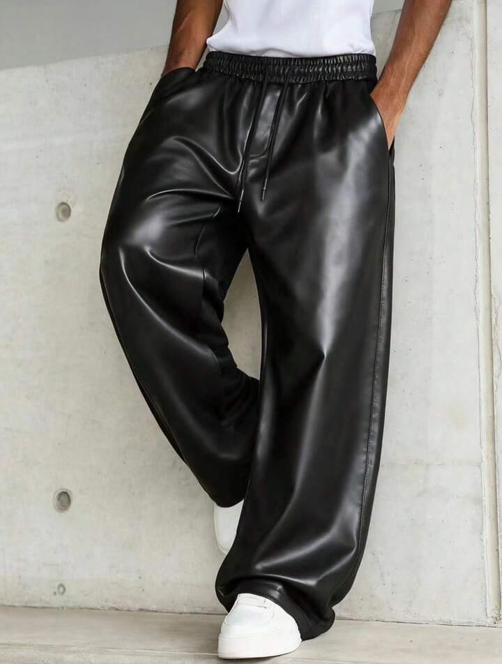 Men's PU Leather Trousers Pants, Baggy Trousers